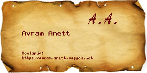 Avram Anett névjegykártya